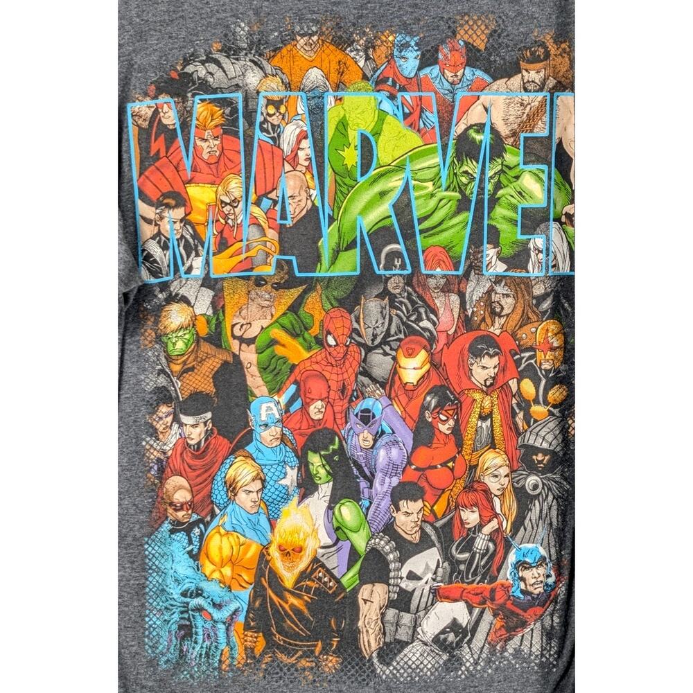 Marvel XL Graphic T Shirt Mens Gray Avengers Superhero Short Sleeve Tee Comic